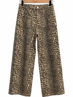 Alter’d State Leopard Print Wide Leg Jeans High Rise Utility Western Y2K